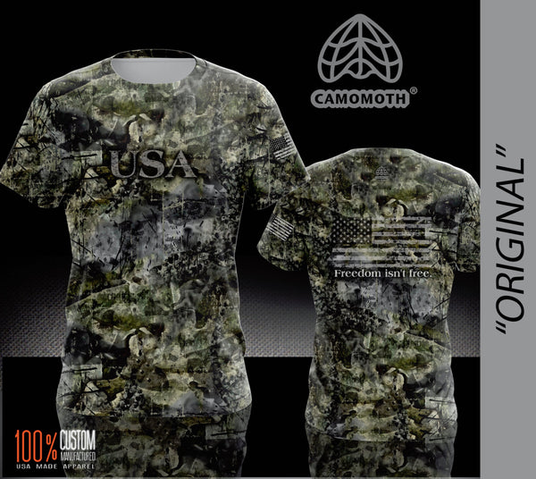 Men's Camomoth® Short Sleeve T-Shirt in Original Camomoth® Green featuring USA