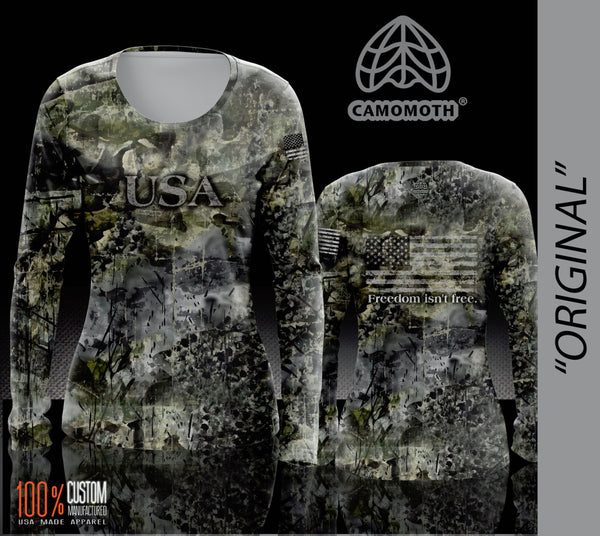 Ladies Camomoth® Long Sleeve Shirt in Original Camomoth® Green featuring USA